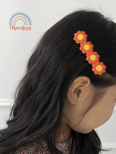 Orange Daisy Barrettes set kids accessories online