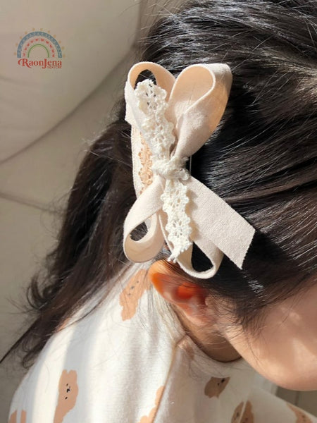 Oatmeal Ribbon Barrettes set