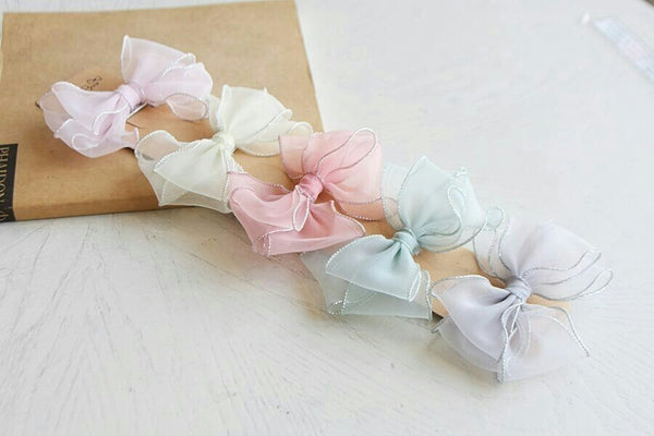 Tulle Ribbon Barrettes set - Hair Accessories