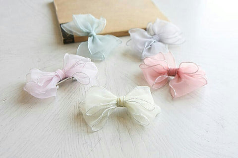Tulle Ribbon Barrettes set - Hair Accessories