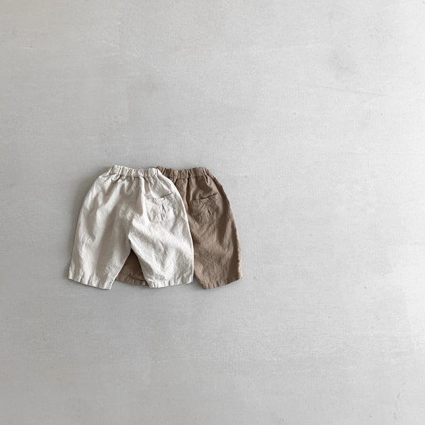 Almond Linen Banded Shorts - Bottoms